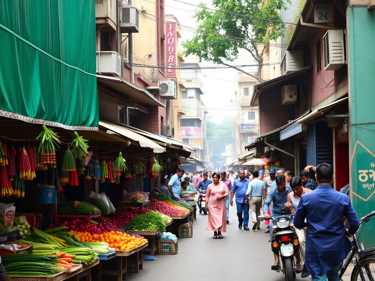 Local Delhi neighbourhood market street near Naraina